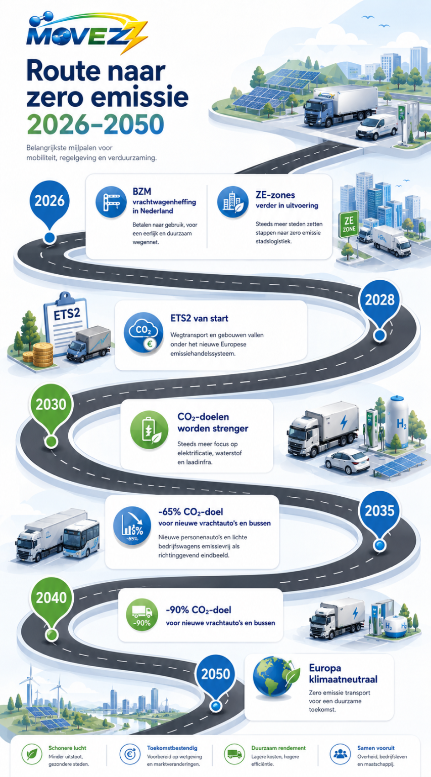 MOVEZE roadmap: route naar zero-emissie 2026-2050